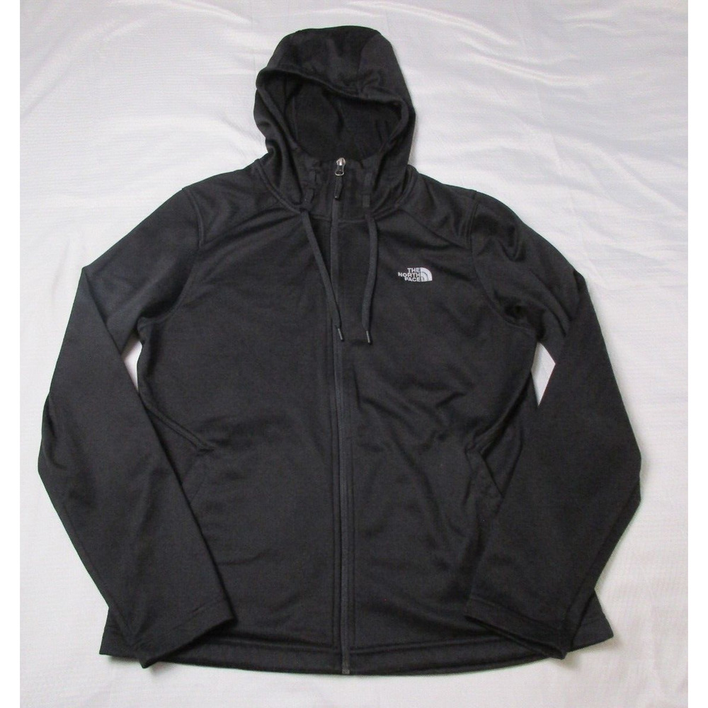 North Face Jacket Large Black Womens Hoodie Lightweight Full Zip Logo Hiking